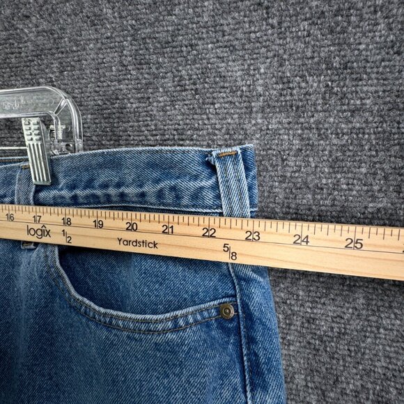 Carhartt Men’s Denim Jeans 46x32 Relaxed Light Wash B460 LVB Work Casual W Logo - Picture 11 of 13